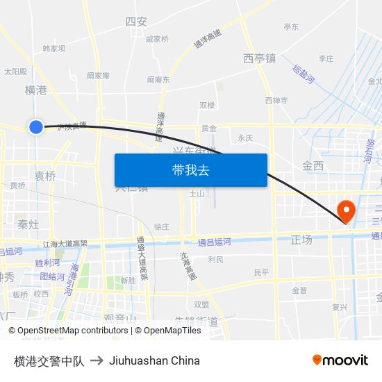 横港交警中队 to Jiuhuashan China map