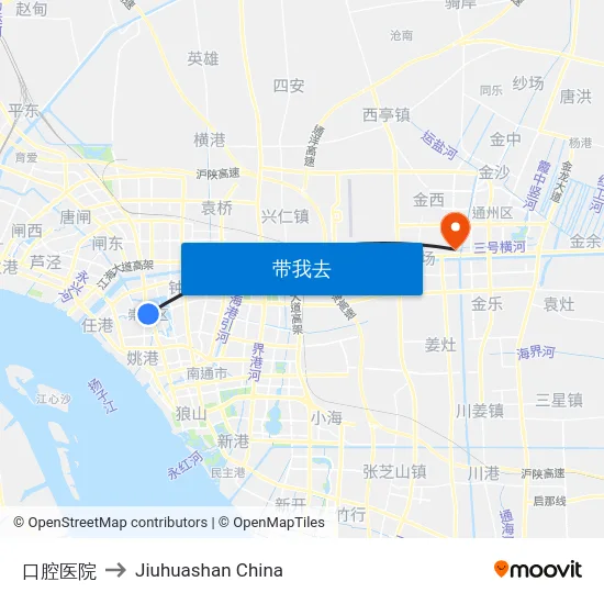 口腔医院 to Jiuhuashan China map