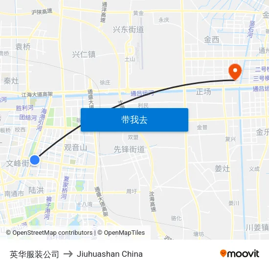 英华服装公司 to Jiuhuashan China map