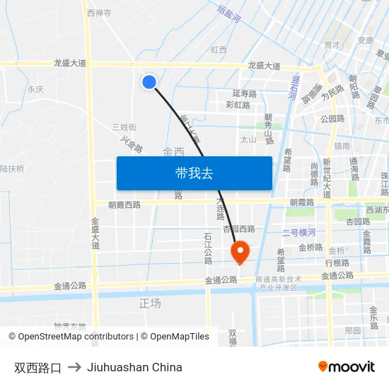 双西路口 to Jiuhuashan China map