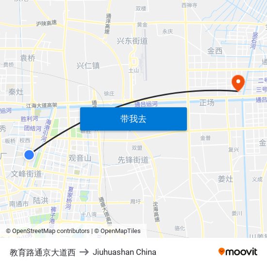 教育路通京大道西 to Jiuhuashan China map