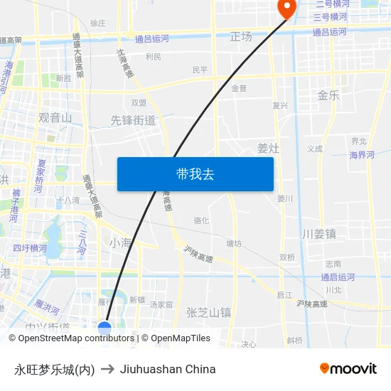 永旺梦乐城(内) to Jiuhuashan China map