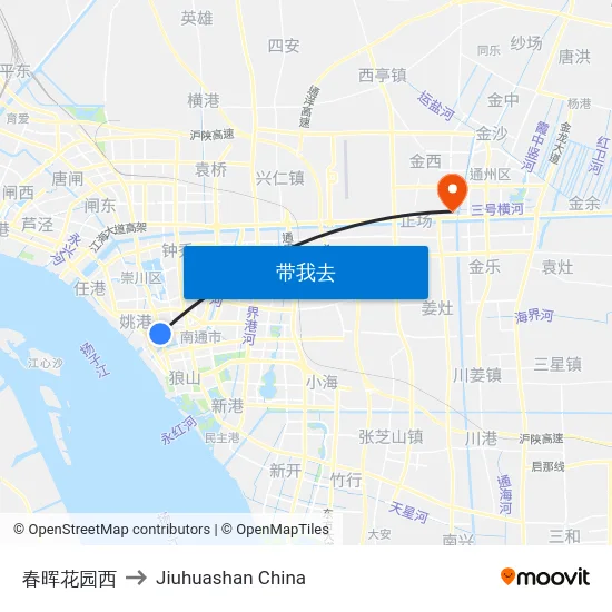 春晖花园西 to Jiuhuashan China map