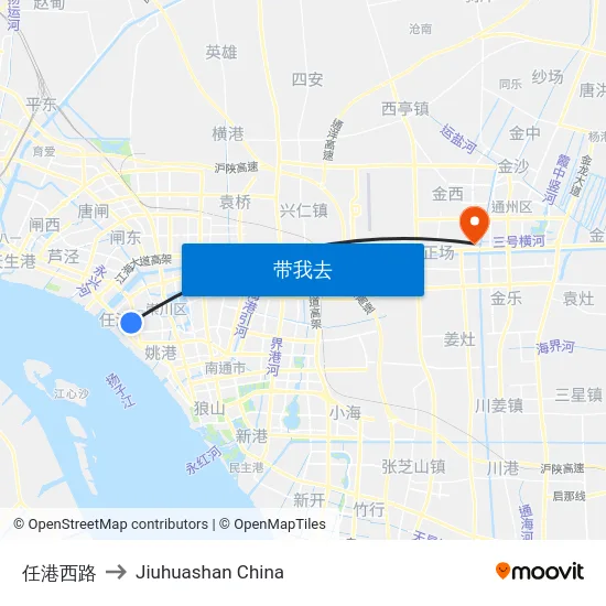 任港西路 to Jiuhuashan China map