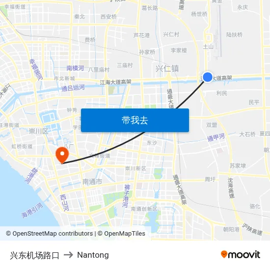 兴东机场路口 to Nantong map