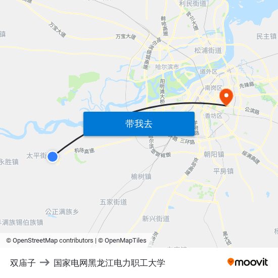 双庙子 to 国家电网黑龙江电力职工大学 map