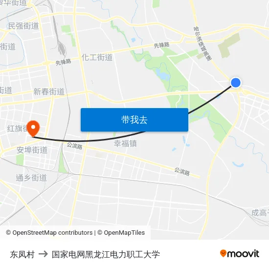 东凤村 to 国家电网黑龙江电力职工大学 map