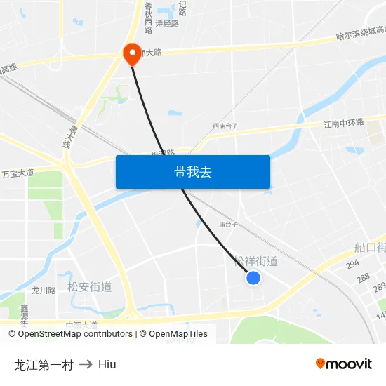 龙江第一村 to Hiu map
