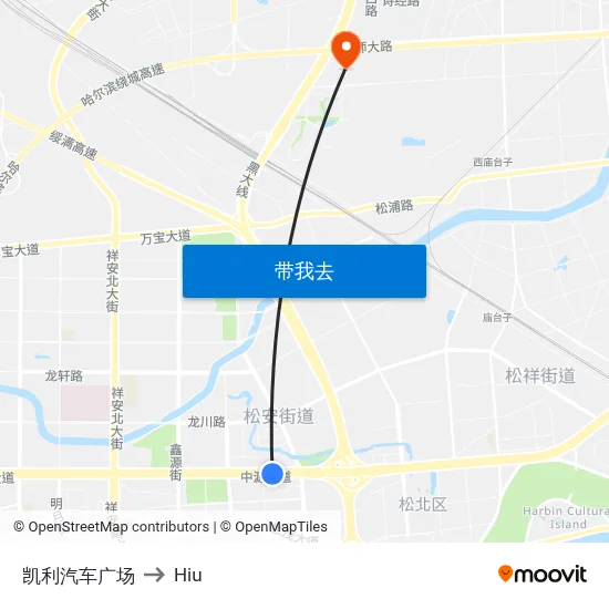 凯利汽车广场 to Hiu map