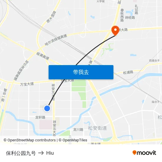 保利公园九号 to Hiu map