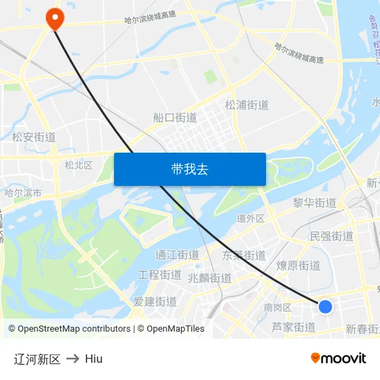 辽河新区 to Hiu map