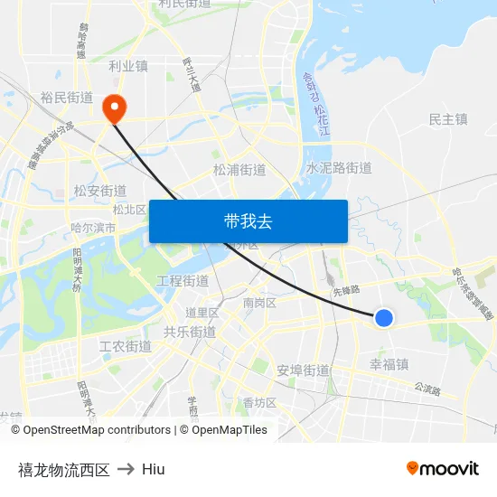 禧龙物流西区 to Hiu map