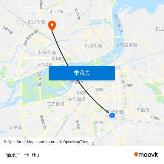 轴承厂 to Hiu map