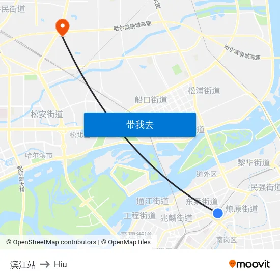 滨江站 to Hiu map