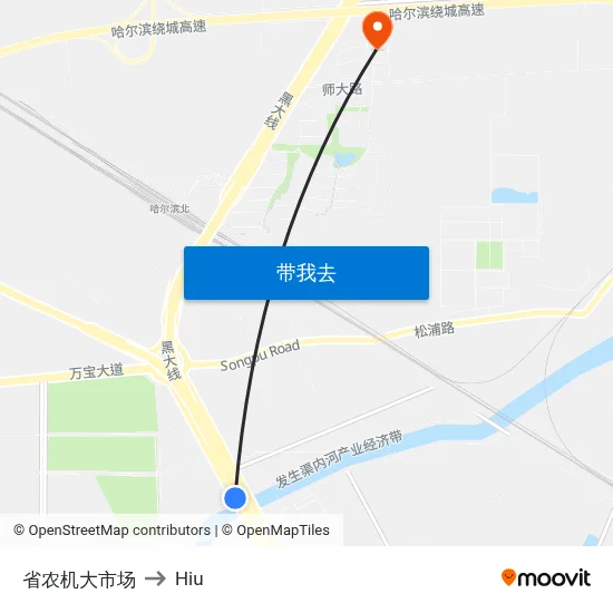 省农机大市场 to Hiu map