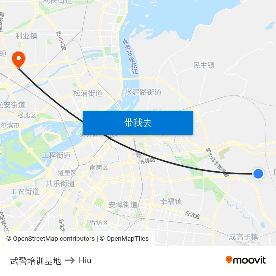 武警培训基地 to Hiu map