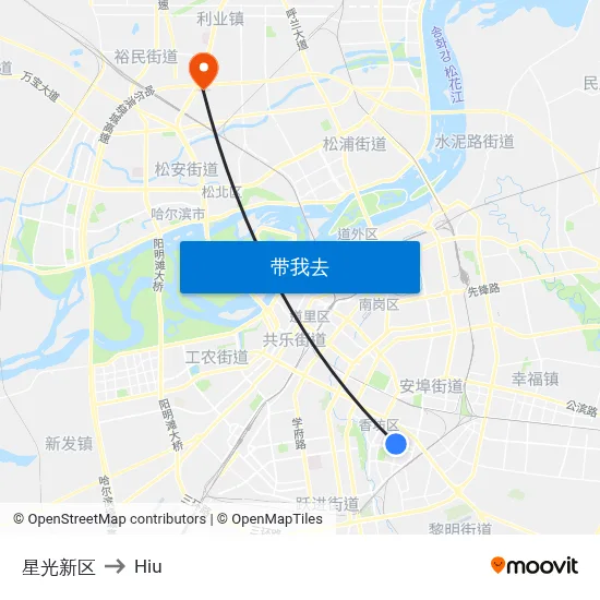 星光新区 to Hiu map