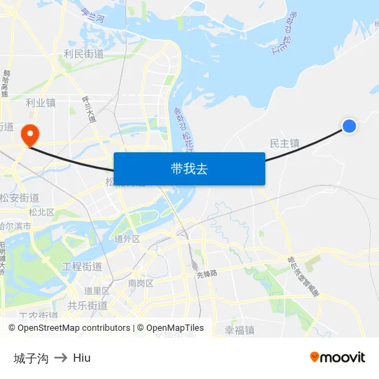 城子沟 to Hiu map