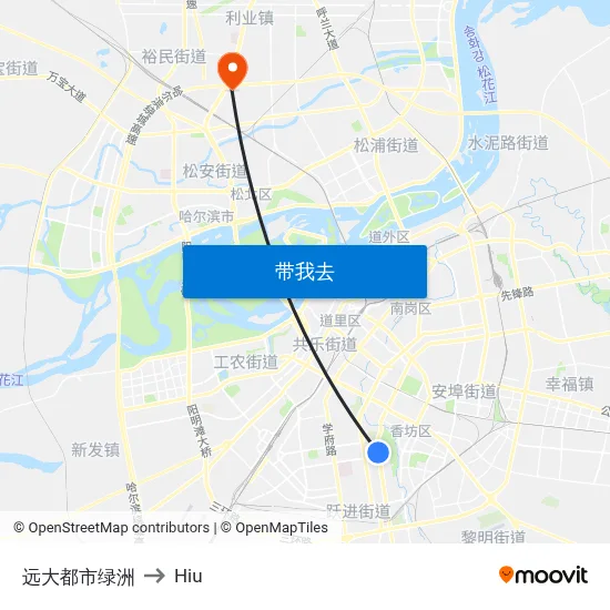 远大都市绿洲 to Hiu map