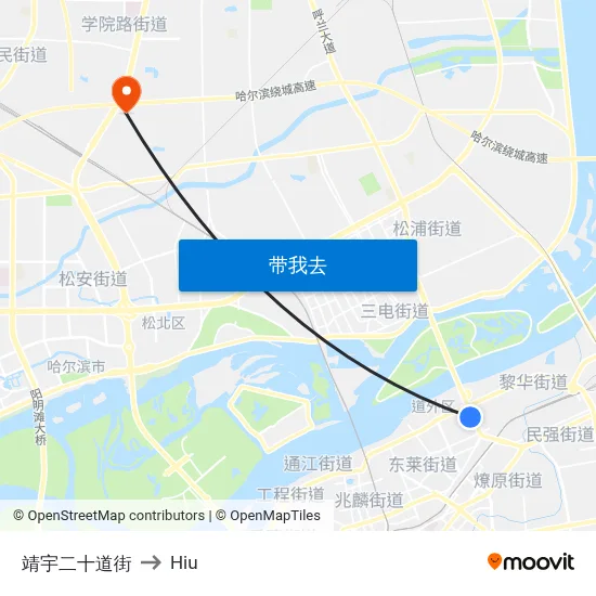 靖宇二十道街 to Hiu map