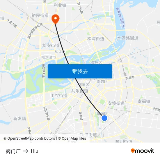 阀门厂 to Hiu map