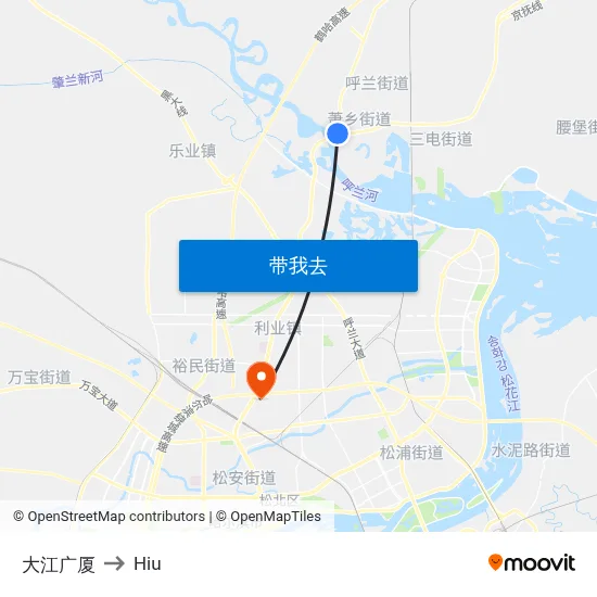 大江广厦 to Hiu map