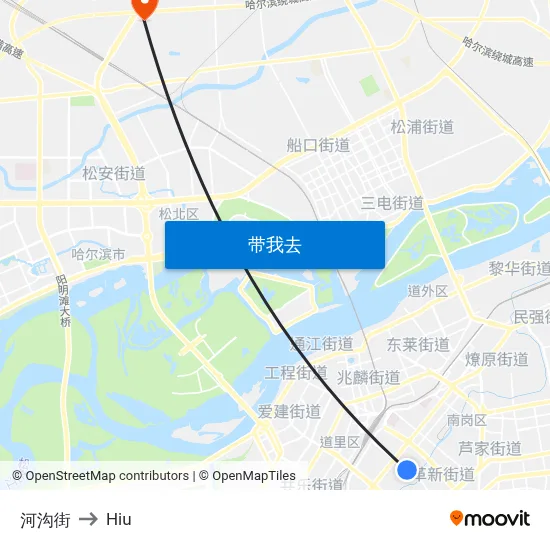河沟街 to Hiu map
