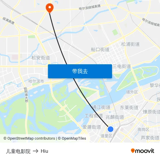 儿童电影院 to Hiu map