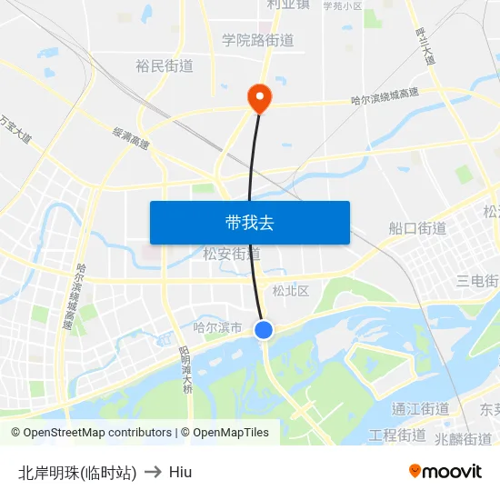北岸明珠(临时站) to Hiu map