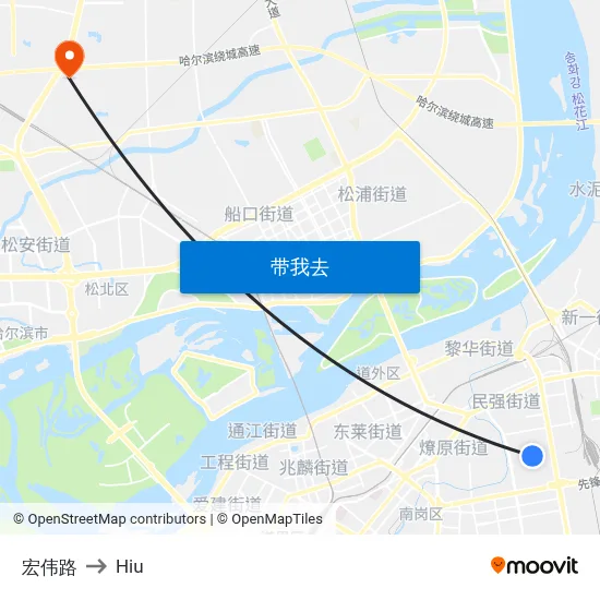 宏伟路 to Hiu map