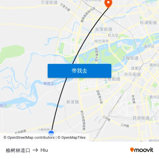 榆树林道口 to Hiu map
