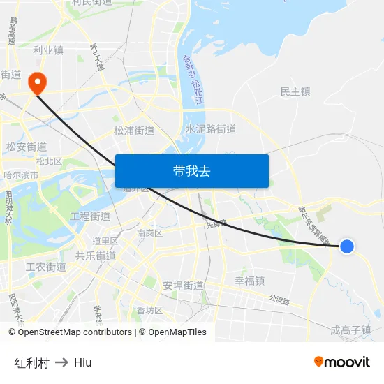 红利村 to Hiu map
