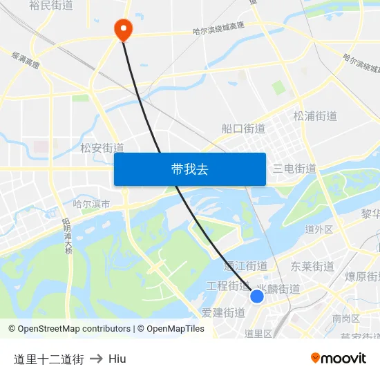 道里十二道街 to Hiu map