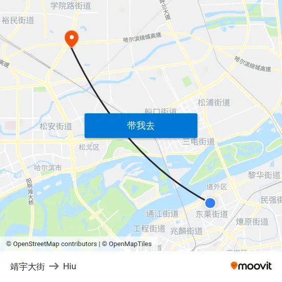 靖宇大街 to Hiu map