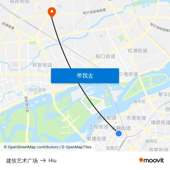 建筑艺术广场 to Hiu map