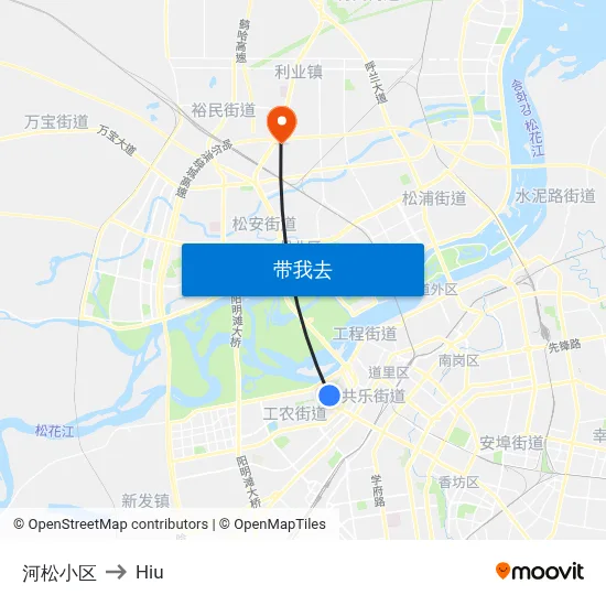河松小区 to Hiu map