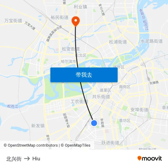 北兴街 to Hiu map