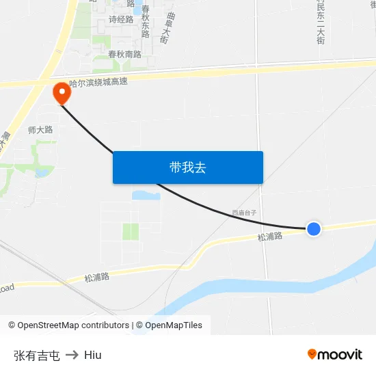 张有吉屯 to Hiu map