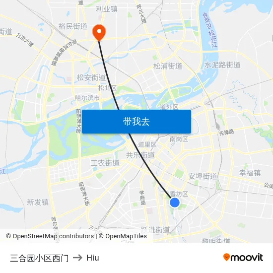 三合园小区西门 to Hiu map