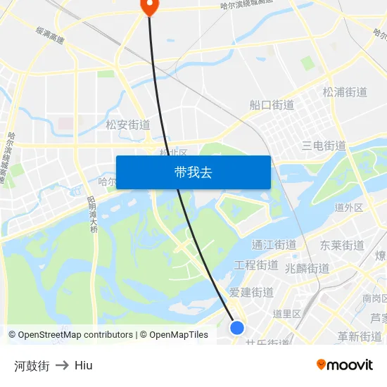 河鼓街 to Hiu map