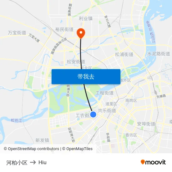 河柏小区 to Hiu map