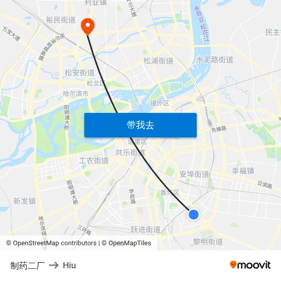 制药二厂 to Hiu map