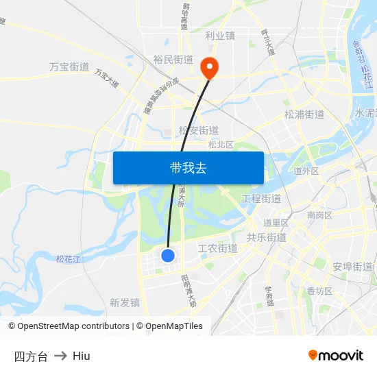 四方台 to Hiu map
