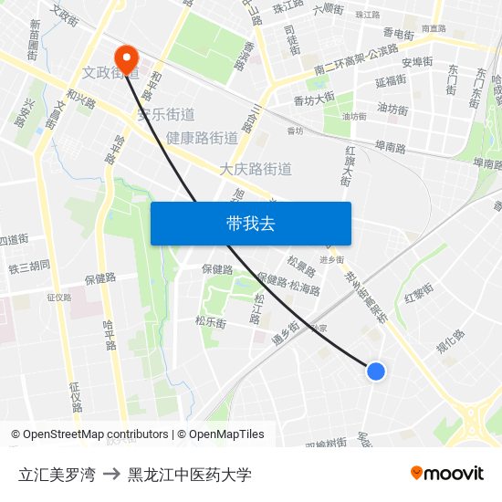 立汇美罗湾 to 黑龙江中医药大学 map