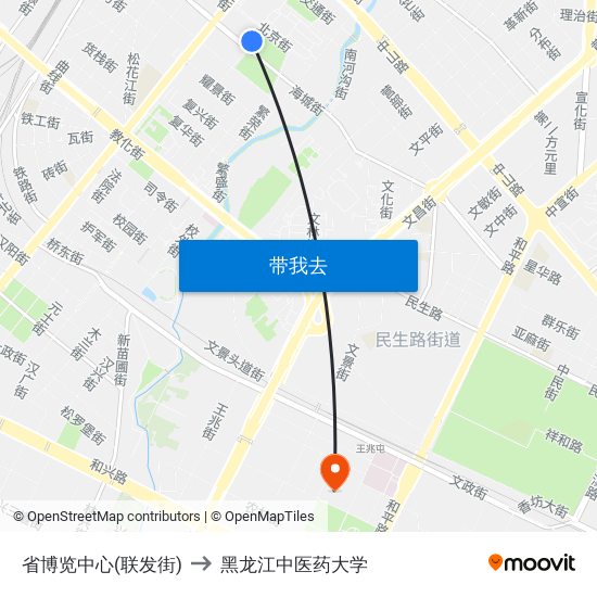 省博览中心(联发街) to 黑龙江中医药大学 map