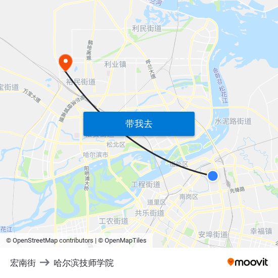 宏南街 to 哈尔滨技师学院 map