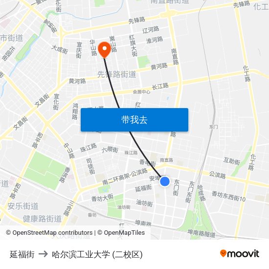 延福街 to 哈尔滨工业大学 (二校区) map