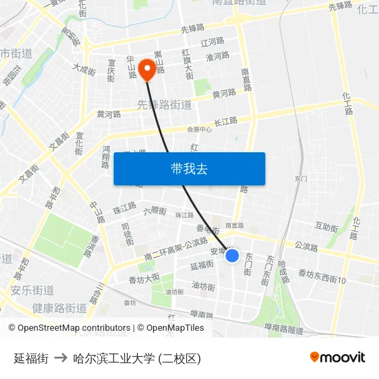 延福街 to 哈尔滨工业大学 (二校区) map