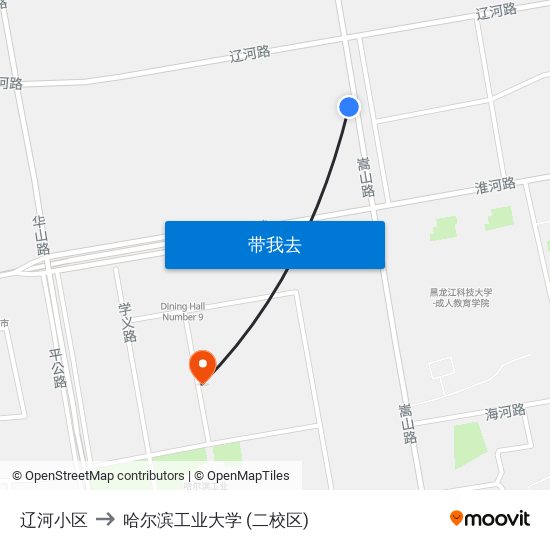 辽河小区 to 哈尔滨工业大学 (二校区) map