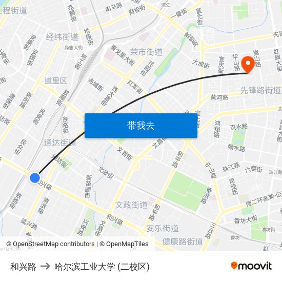 和兴路 to 哈尔滨工业大学 (二校区) map